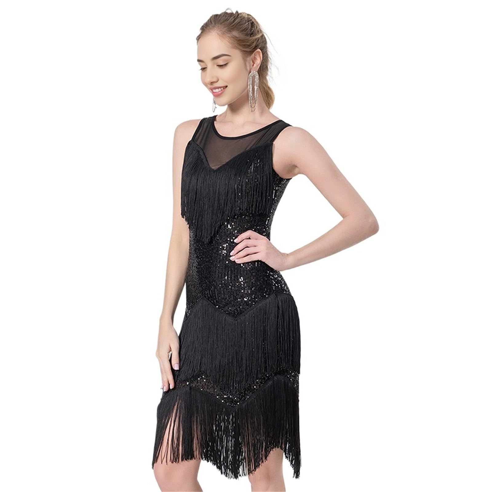 Latin-Tanzkleid mit Fransen Latein-Tanzkleid for Damen, Fransen, Pailletten, Flapper-Ballsaal-Kleider, Quaste für Aufführung