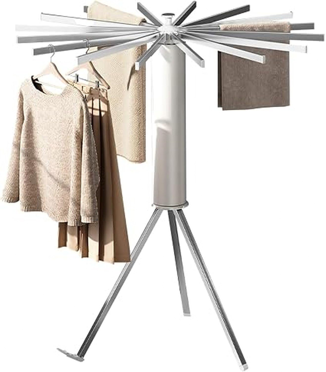 Wäschetrocknerständer Teleskop DREI Beinen, Faltharer Wäscheständer Platzsparend, Portable Kleidertrockner ohne Montage, Stabiler Wäschetrockner aus Aluminium f, Aluminum