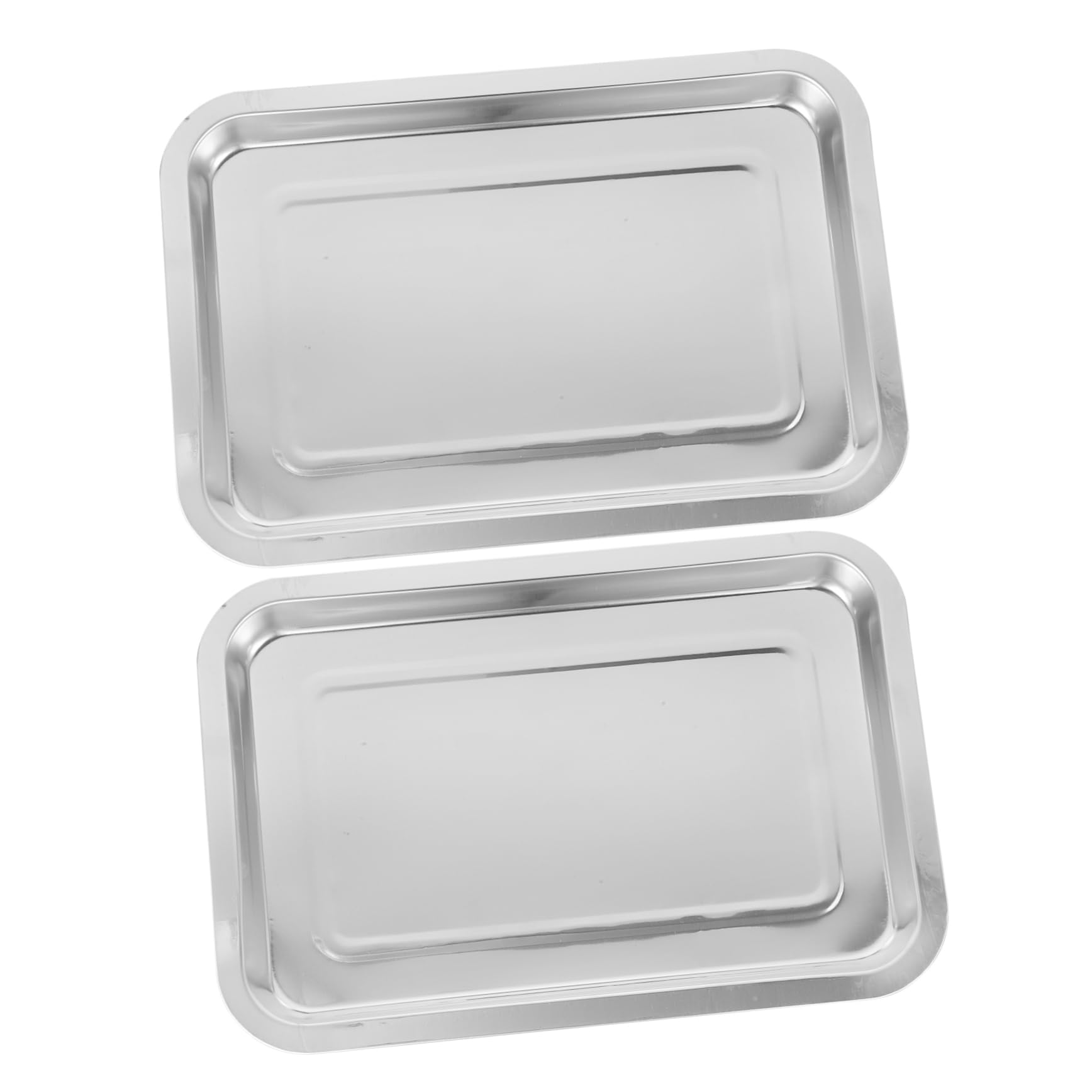 Plateau de Tatouage Plat en Acier Inoxydable 2 Pièces Argenté | Plaque Tatoueur pour Station de Tatouage, Facile à Nettoyer, Ne Se Déforme Pas