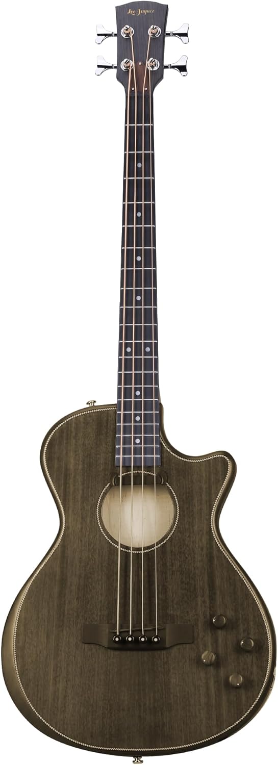 LEO JAYMZ Acoustic Electric Bass Guitar, 5 String, Mahogany Body and Top, Nickel Strings, Warm Bass Tone (Mahogany)