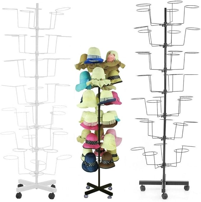 Amazon.com: JAYEUW 7 Tiers Rotating Hat Rack, Freestanding Cap Hat ...
