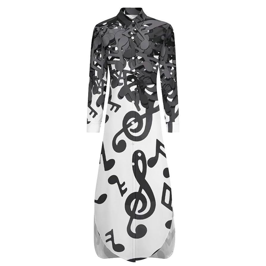 BOSS モノクロ幾何学模様 ロングシャツワンピース BOSS モノクロ幾何学模様 ロングシャツワンピース