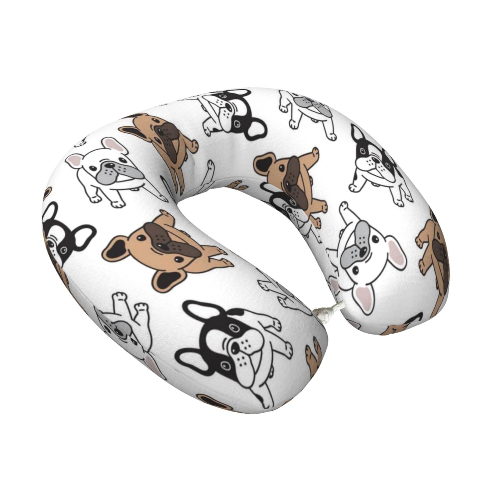 LKYMOH French Bulldog (3), Travel Neck Pillow U-Shaped Memory Neck Support Soft Comfortable With Washable Cover For Airplane Car Traveling and Office