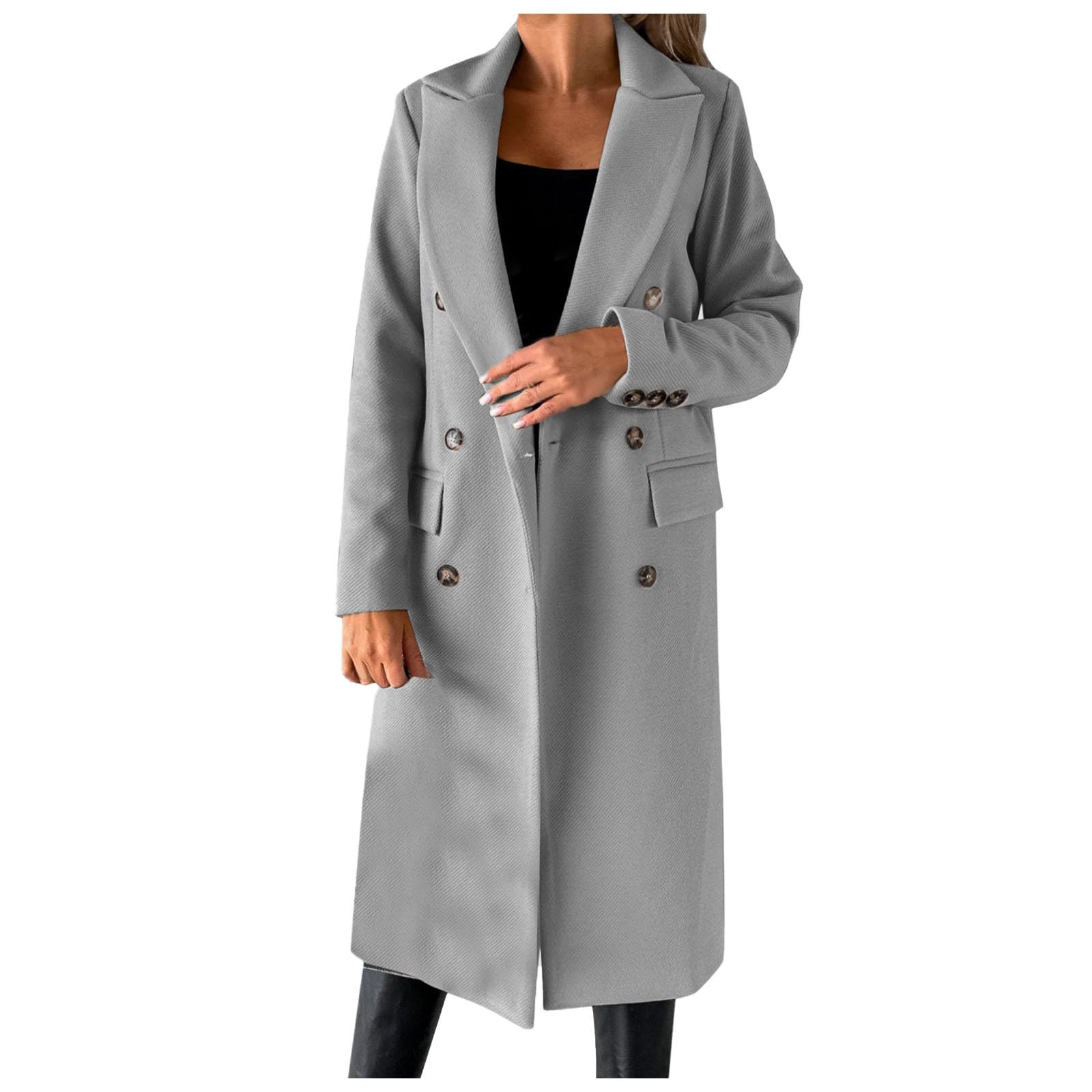Cappotto in finta lana da donna, camicetta, cappotto sottile, trench, giacca lunga, donna, sottile, cintura lunga, elegante, soprabito