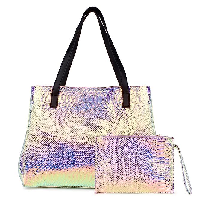 Bag Pepper Silver Tote with Gold Shine Contrast Leather Handbag for Women | Stylish Shoulder Bag- Versatile and Fashionable, Perfect for Any Occasion (Silver) (B0CB1GW8YF) Amazon Price History, Amazon Price Tracker