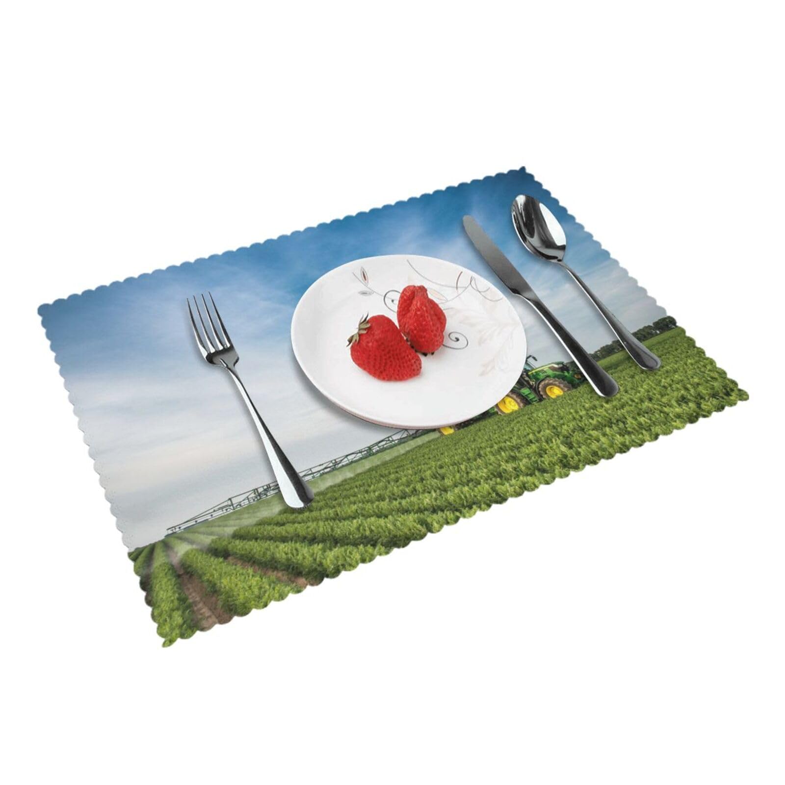 4 PCS Heat Resistant Placemat 45x30 CM, Tractor farm Printed Non-Slip Place Mats for Kitchen Dining Table Indoor Outdoor