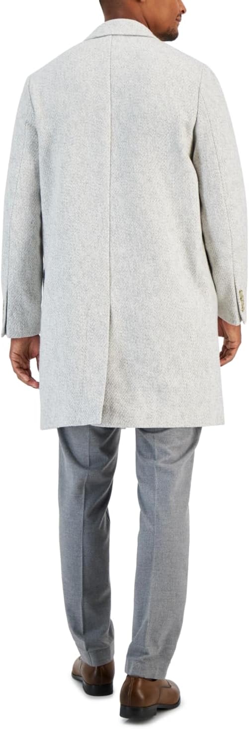 Alfani Mens Bruno Regular Fit Textured Rain Coat Vanilla Ice Small