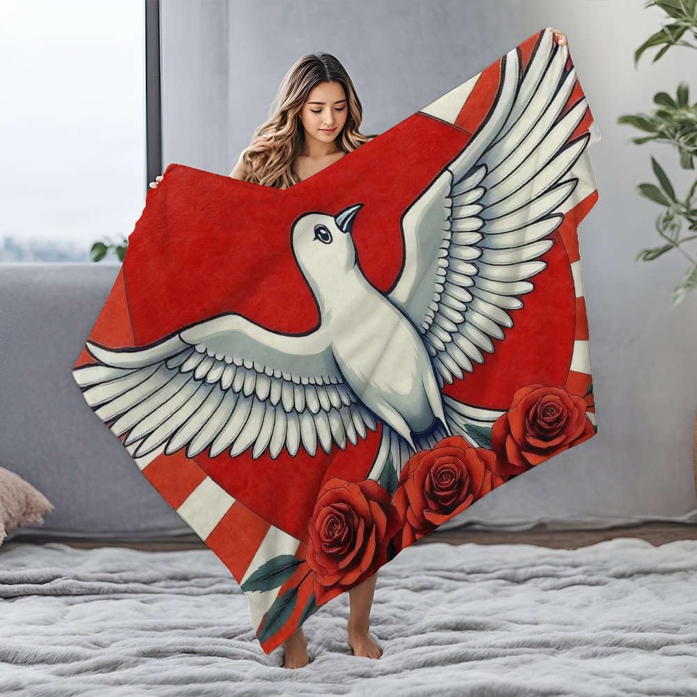 Couverture personnalisée avec image de colombe blanche : le cadeau idéal en flanelle