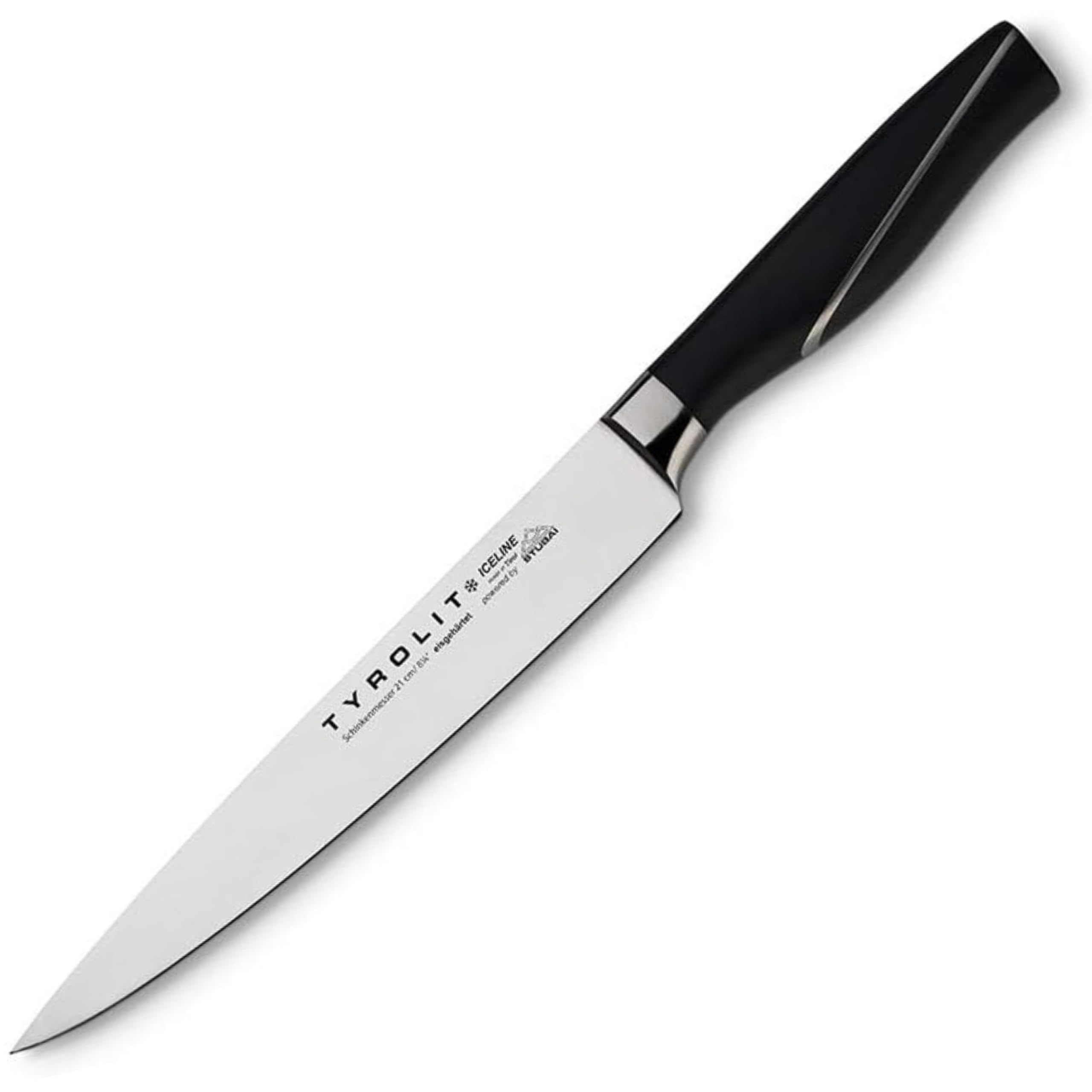 Tyrolit LIFE Schinkenmesser - 21 cm Edelstahlklinge, mehrfach eisgehärtet - flexibles Küchenmesser für Fisch, Fleisch und Gemüse - Made in Tirol