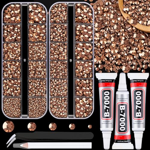 Image of TINKRSTUFF Resin Jelly Rhinestones for Crafting with B7000 Jewelry Glue, 2 Boxes Champagne Flatback Crystals with 3Pcs 10ml Glue, Bedazzling Non Hotfix Gems for DIY Tumblers Clothing Shoes Manicure