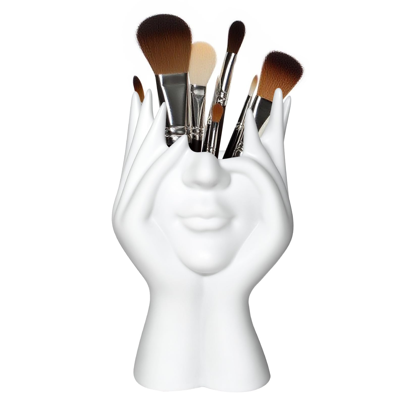 DAECHAO White Makeup Brush Holder for Face - Feminine Shape - Half-Body - Fun Vinyl Storage Jar for Desk, Bathroom, Living Room, Home Decor