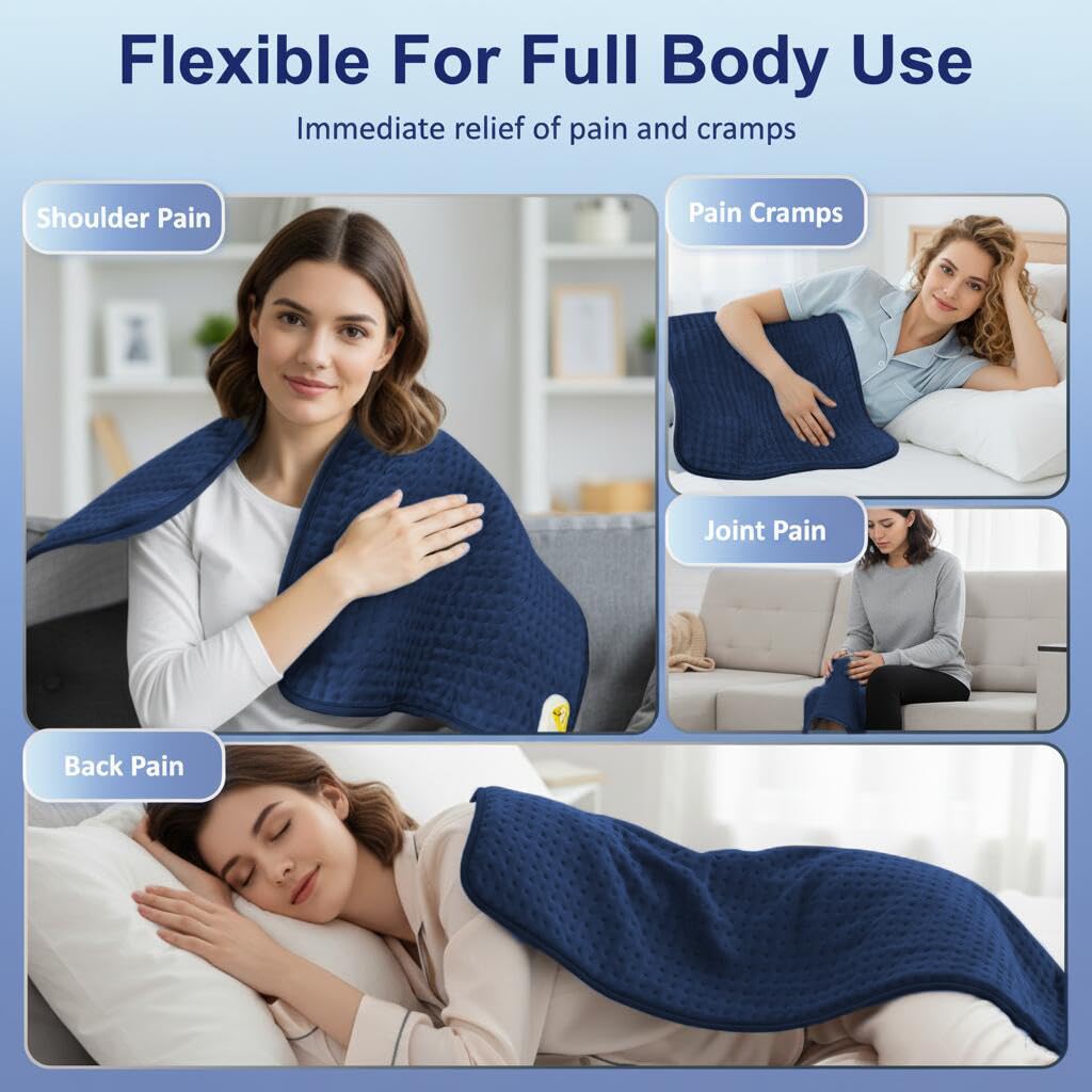 Almohadilla de calefacción, almohadilla de calefacción eléctrica de 40 x 20 pulgadas para tecnología de calefacción de espalda, cuello, hombro, vientre, ultra suave, almohadilla de calor de terapia