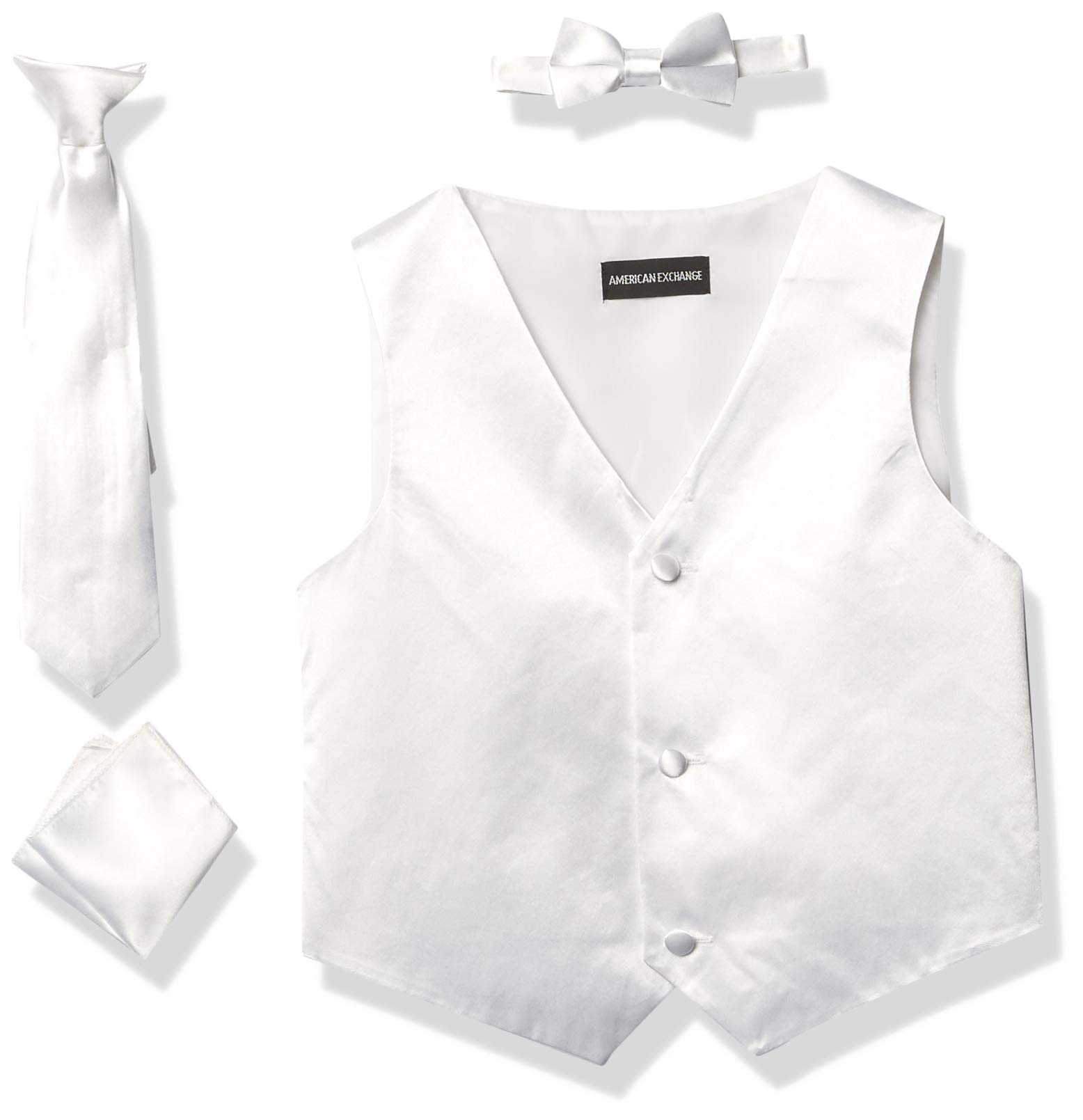 a.x.n.ymens 4 Piece Formal Vest Set Combo With Tuxedo Vest, Tie, Bow Tie, and Handkerchief