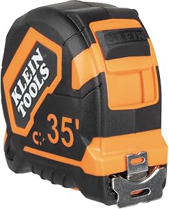 Klein Tools 9235 Tape Measure, Heavy-Duty Magnetic Measuring Tape with 35-Foot Double-Hook Double-Sided Nylon Reinforced Blade, with Metal Belt Clip
