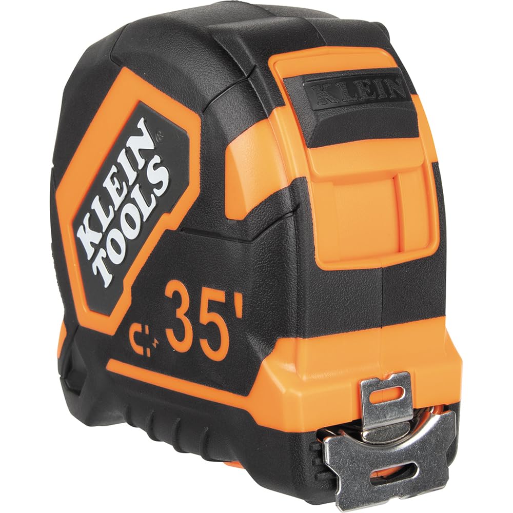 Klein Tools 9235 Tape Measure, Heavy-Duty Magnetic Measuring Tape with 35-Foot Double-Hook Double-Sided Nylon Reinforced Blade, with Metal Belt Clip