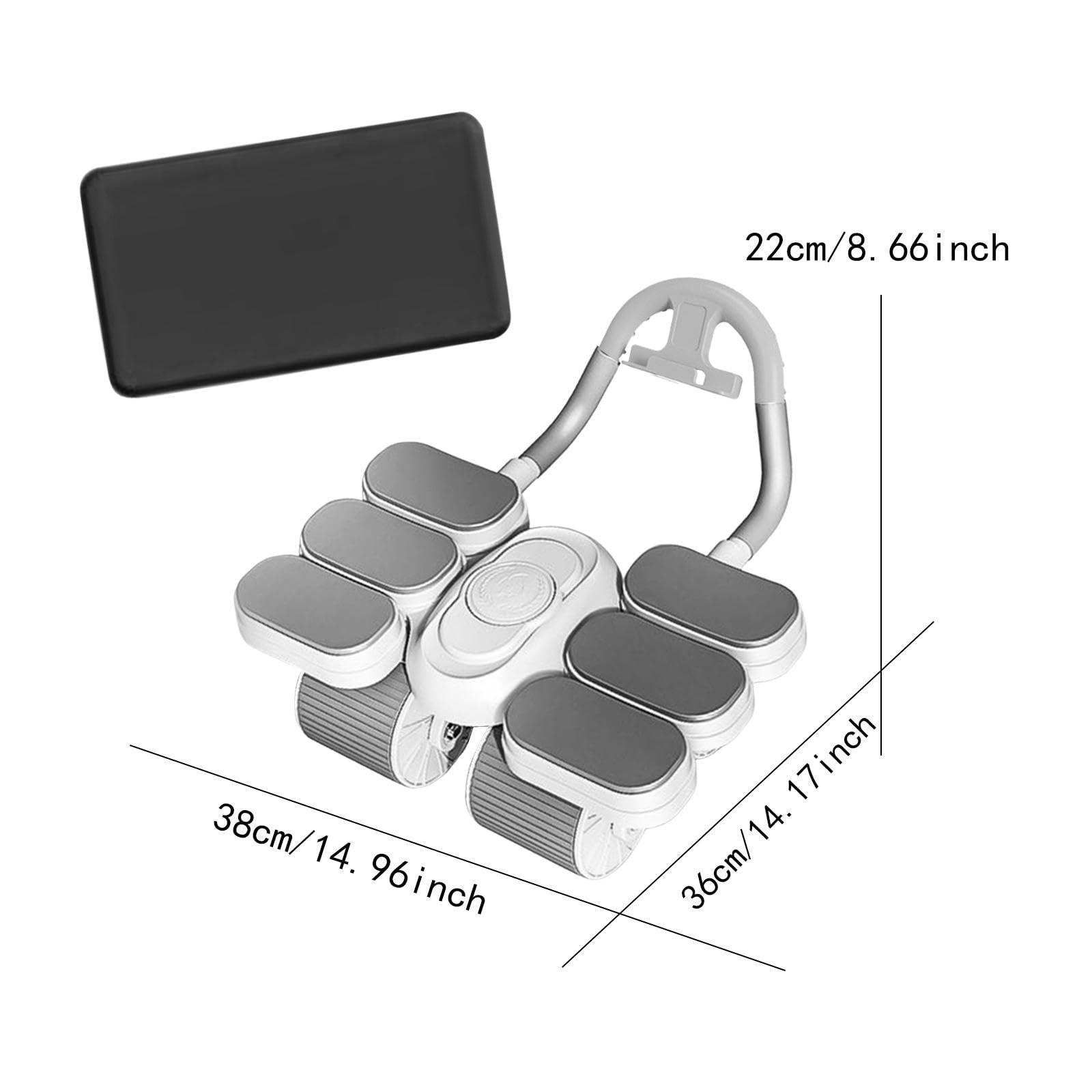 KESOTO Máquina de Abdominales con Rodillo para Ejercicios, Silenciosa, con Ruedas Anchas Y Automático, con Alfombrilla para Rodillas para Gimnasio en