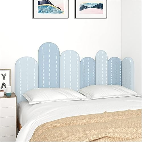 Cabecera autoadhesiva 3D, alfombrilla de pared anticolisión, cojín de pared suave para dormitorio, paneles de pared insonorizados (color azul,