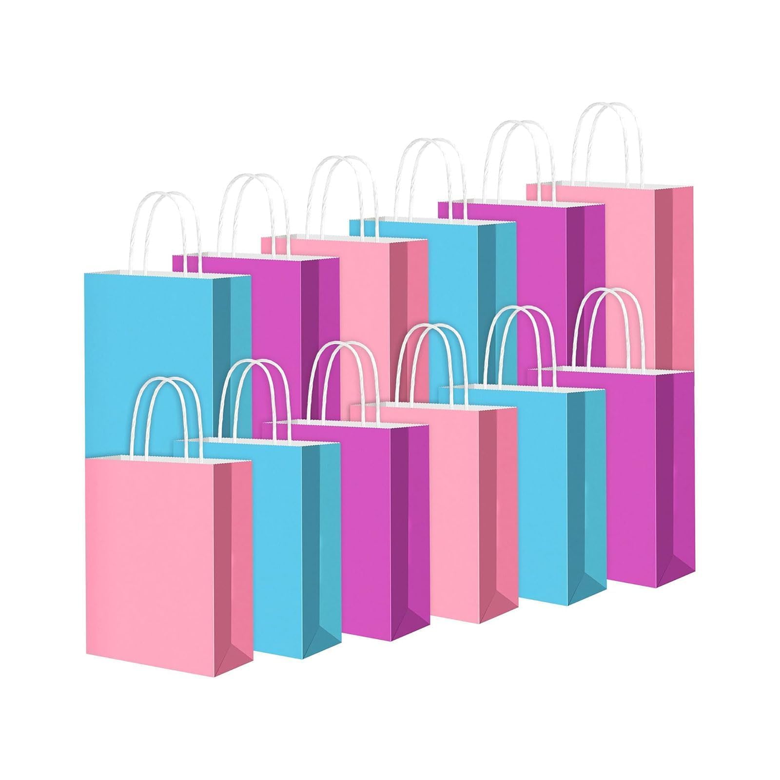 Paper Party Bags with Handles 12 Pcs,Colourful 120 Gsm Kraft Gift Bags for Kids and Adults Party,Christmas,Birthdays,Weddings,Baby Showers,All Celebrations (16x8x22cm) — image 1