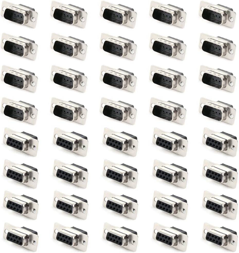JRready ST6238 DB9 Accessories Connectors Female to Male 9 Pin D-SUB Crimp Type Connector 20 Female and 20 Male…