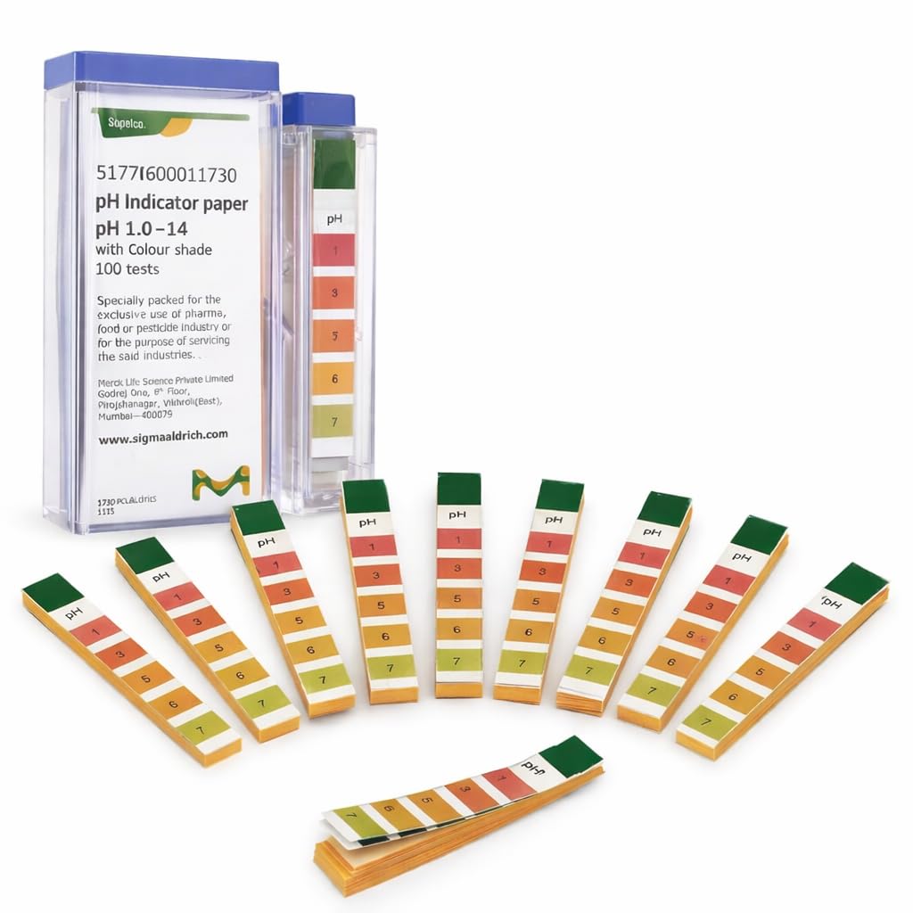 LABART MERCK pH Indicator Paper pH 1.0 to 14.0 (Pack of 10 Books) (200 Strips)