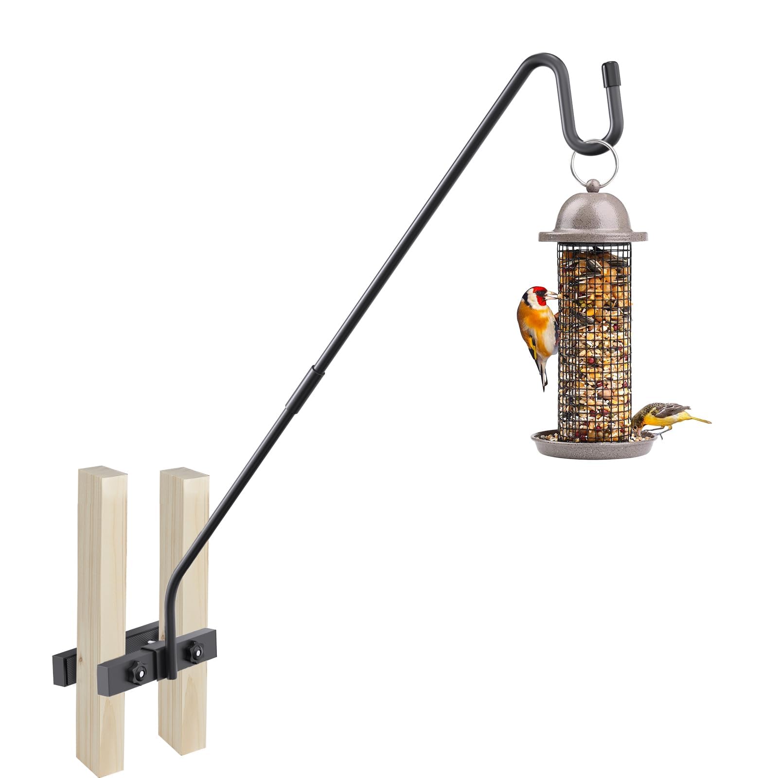Deck Railing Plant Hanger Outdoor-Deck Hook Railing Mount，Metal Bird Feeder Hanger for Deck Railing,Fence Shepherds Hooks Pole Bracket for Hanging Hummingbird Feeder,Planter,Flower Baskets