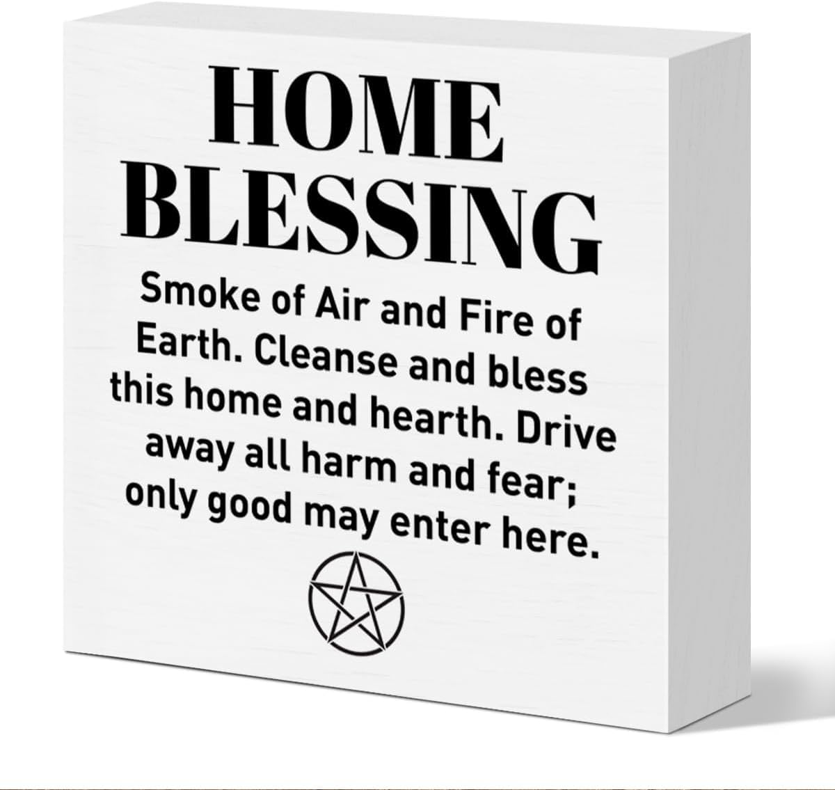 Home Blessing Box Sign 7x7 Inch Wooden Tabletop Decor Plaque