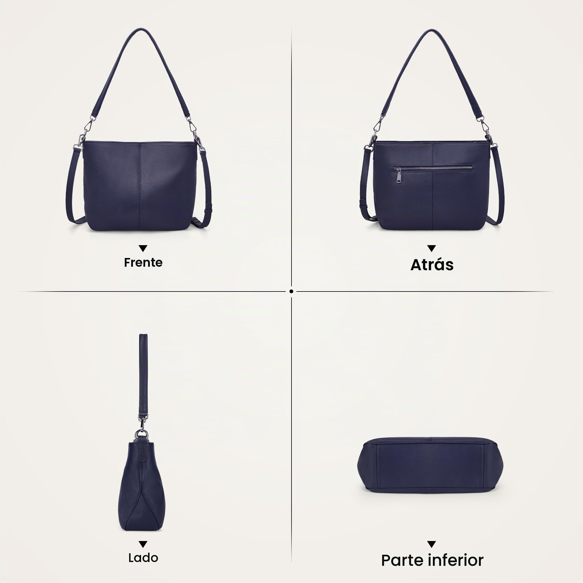 befen Bolsos cruzados de piel auténtica para mujer, bolsos de hombro para mujer, bolso pequeño y bolso de mano para mujer con 2 correas