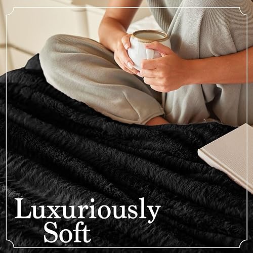 Miniatura 2 de The Connecticut Home Company - Manta reversible de felpa suave, piel sintética y sherpa, manta gruesa y cálida para cama, cómoda, lavable y