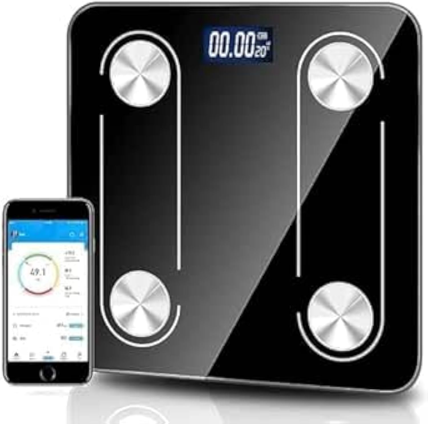 E3PRO Weight Scale With Bluetooth, Necomi Wireless Scale for Body Weight, Body Composition Analyzer with Smartphone App for 14 Key Body Indicators(BMI/Weight/Body Fat/Resting Heart Rate)