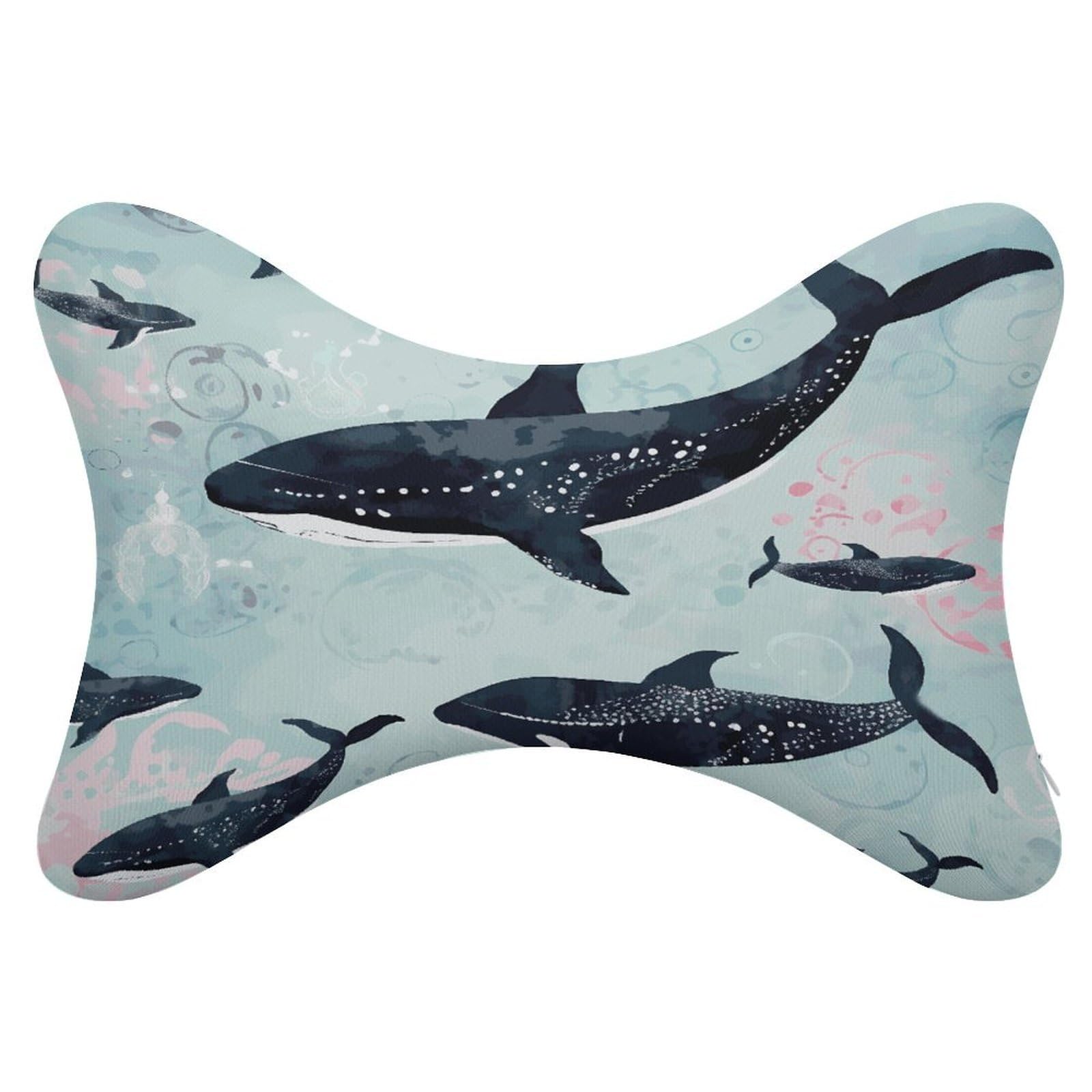 FekiLoot Whale Car Headrest Set of 2,Softness Memory Foam Car Neck Pillow with Breathable Removable Cover Car Neck Support Pillow Ergonomic for Driving, Office