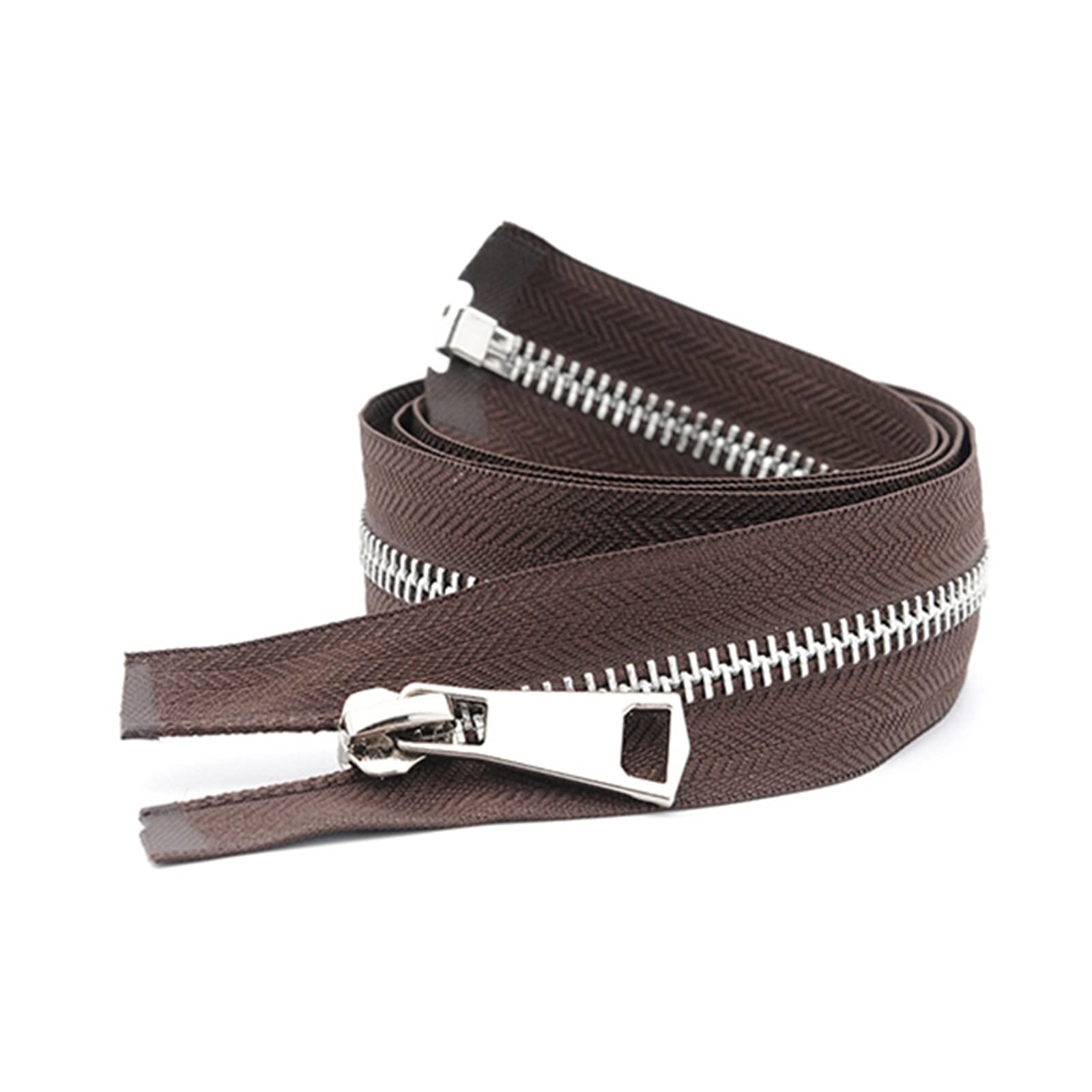 Stevenurr 5# Metal Zipper 85 cm Open-end Zip for Clothing Down Jacket Clothes Zips Clasp DIY Sewing Accessories, Coffee, 85cm
