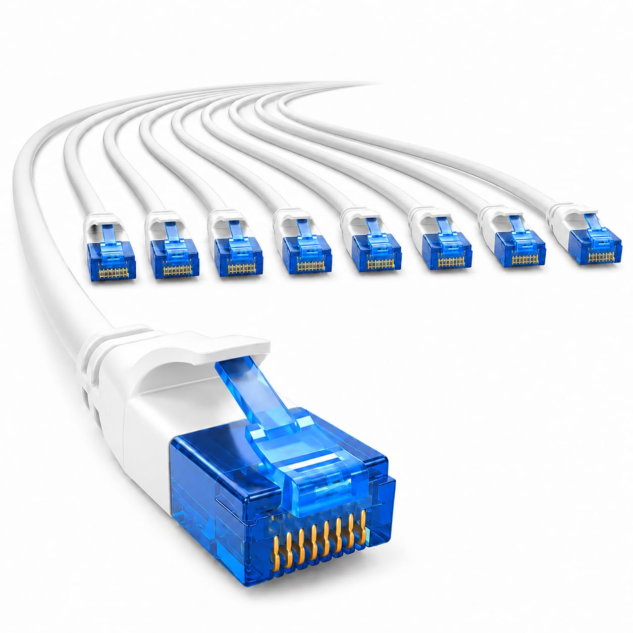 1aTTack.de 660493 Cat6 Cat.6 kabel sieciowy Cat 10 m - kabel krosowy cienki (mała średnica – bardzo elastyczny) 1000 Mbit/s – 10 sztuk – biały