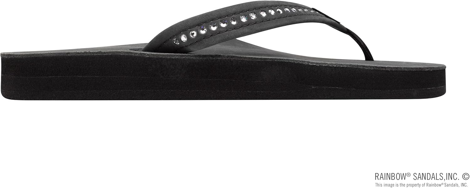 Rainbow Sandals Women's Double Layer Arch Premier Leather w/ 3/4" Swarovski Crystal Strap