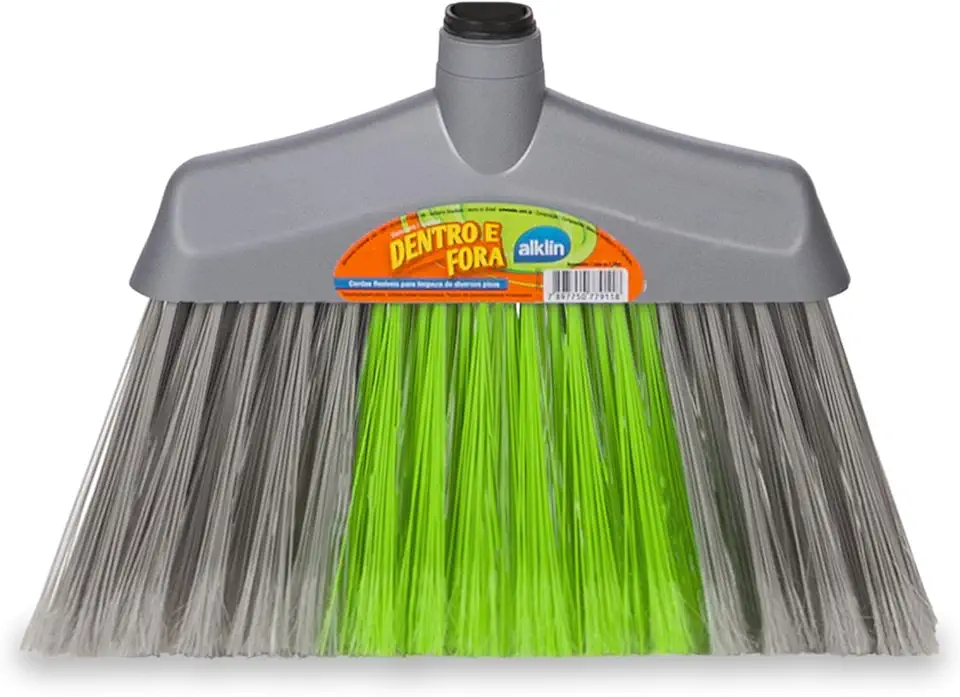 Vassoura Dentro e Fora sem Cabo, ALKLIN, Verde/Cinza