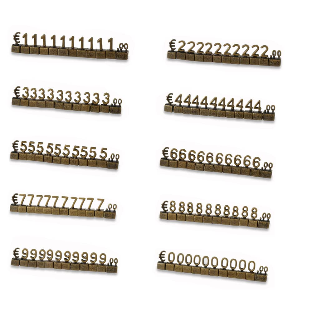 Kit 3D Per Cartellino Prezzo – 10 Set In Lega Di Zinco, Simbolo Euro O Sterlina, Oro/Argento/Rame, Per Negozio