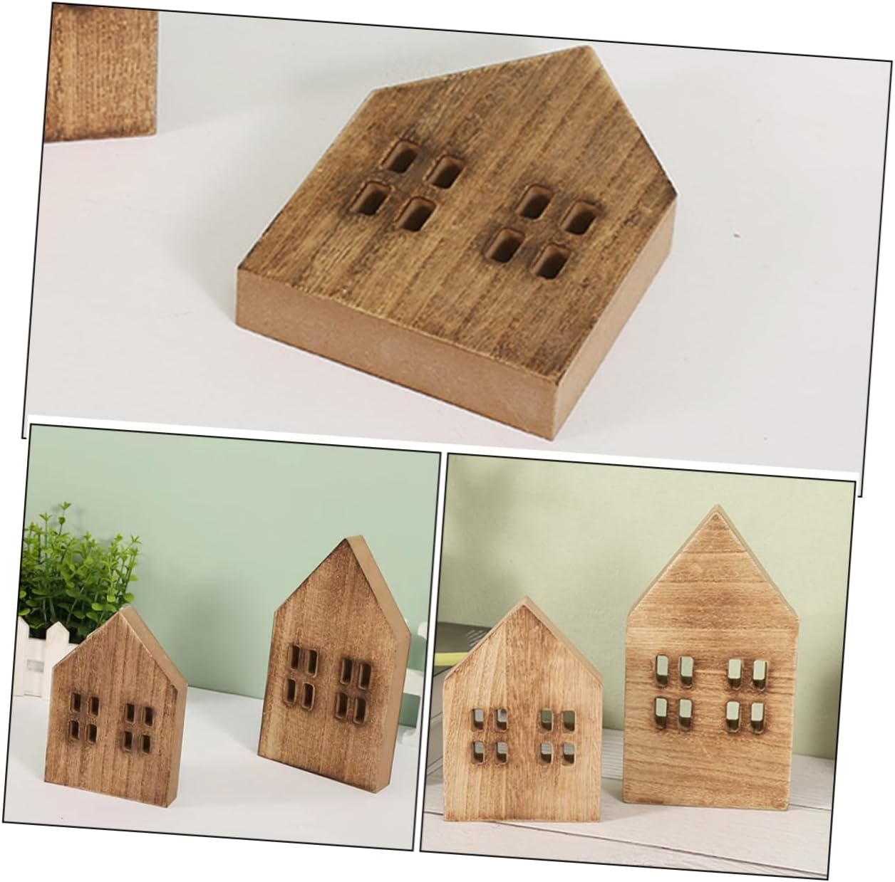 FAVOMOTO 2pcs Saa Tiny House Decor Rustic Home Decorative Miniature Desktop Christmas House Props
