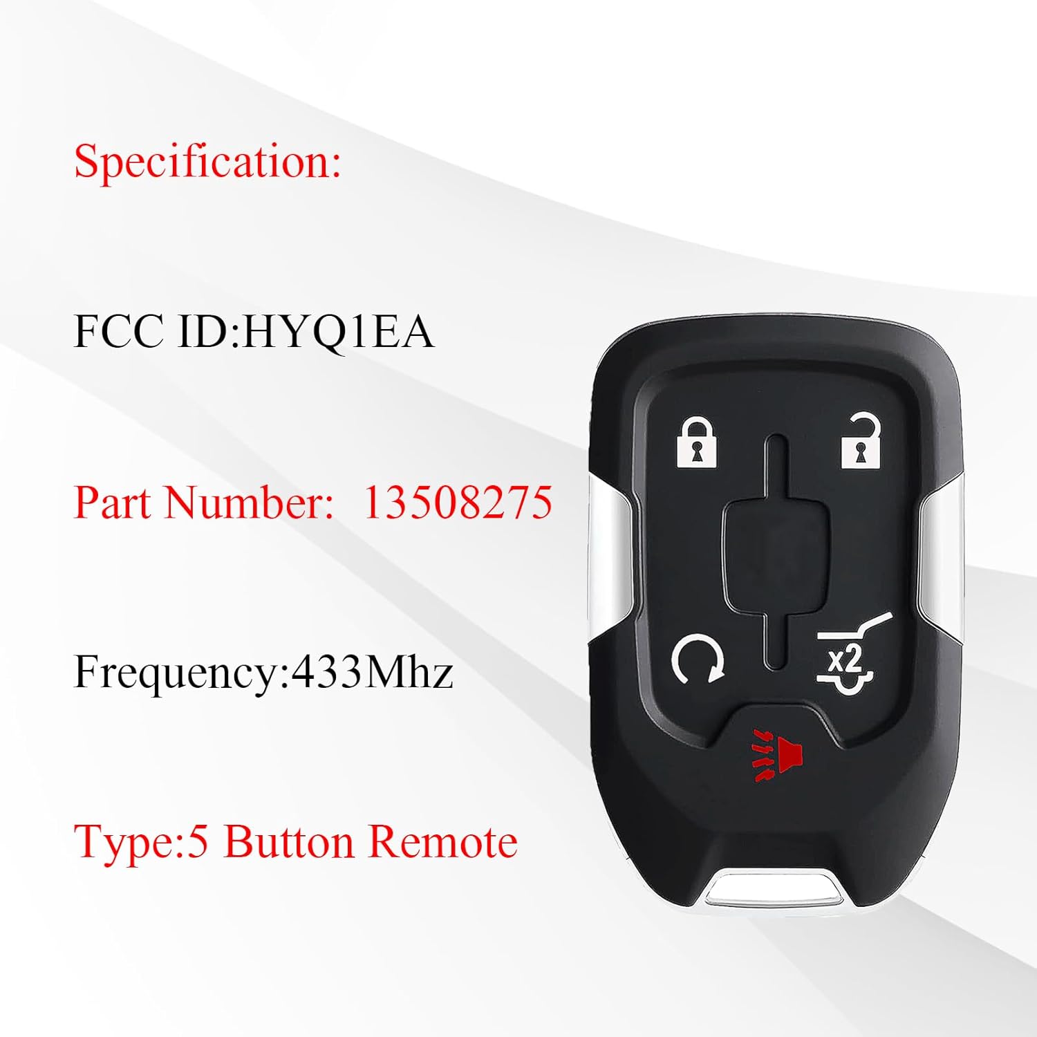 Keyless Entry Remote Control Key Fob Replacement Fits for 2017 2018 2019 2020 2021 GMC Acadia (FCC:HYQ1EA) 1 Pack