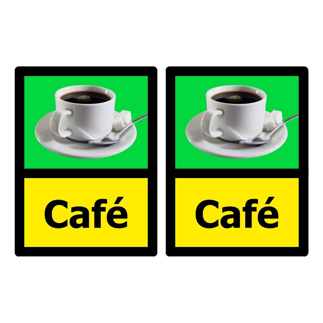 Pack of 2 Cafe Dementia Signs for People with Alzheimer's in Care Homes and households. Size 150mm x 200mm self Adhesive Stickers. Ideal for Internal Doors