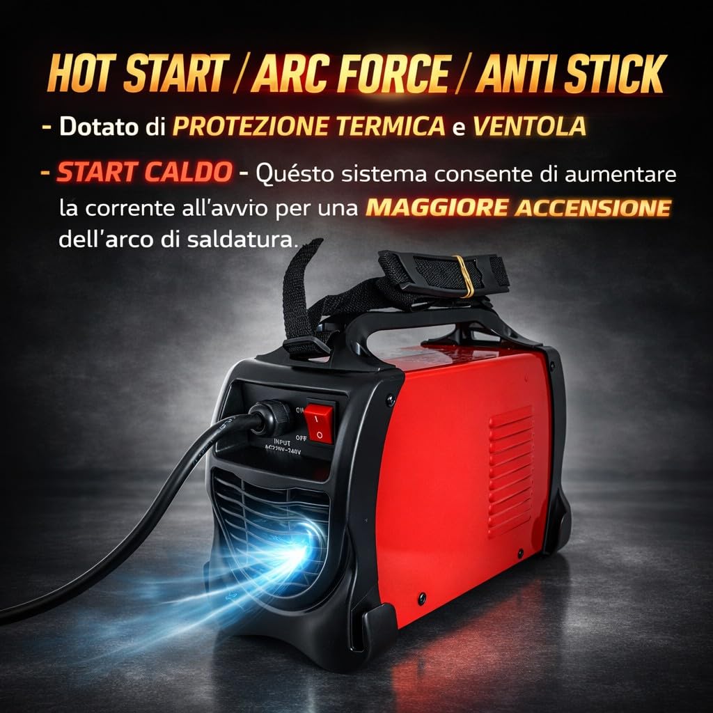 Saldatrice inverter ad Elettrodo 600 Ampere Con Ventilazione Saldatura ad Arco Ampio Display LCD Digitale Saldatrice Elettrica Portatile per Fabbro con Cavi e Maschera in Valigetta