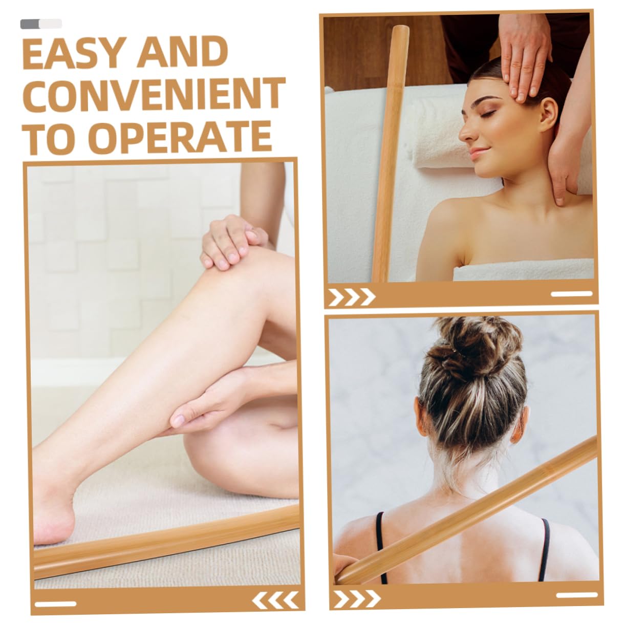 VALICLUD 4 Piezas Palo de masaje de bambú. Gancho portátil Relajación cuerpo rodillos Massage Stick para la espalda palo de masaje para adultos masajeador de espalda para viajar Light