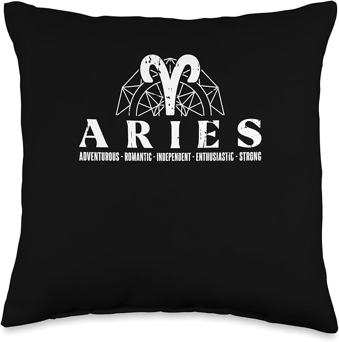 Aries Sign - Horoscope Star Zodiac Starsign Traits Throw Pillow