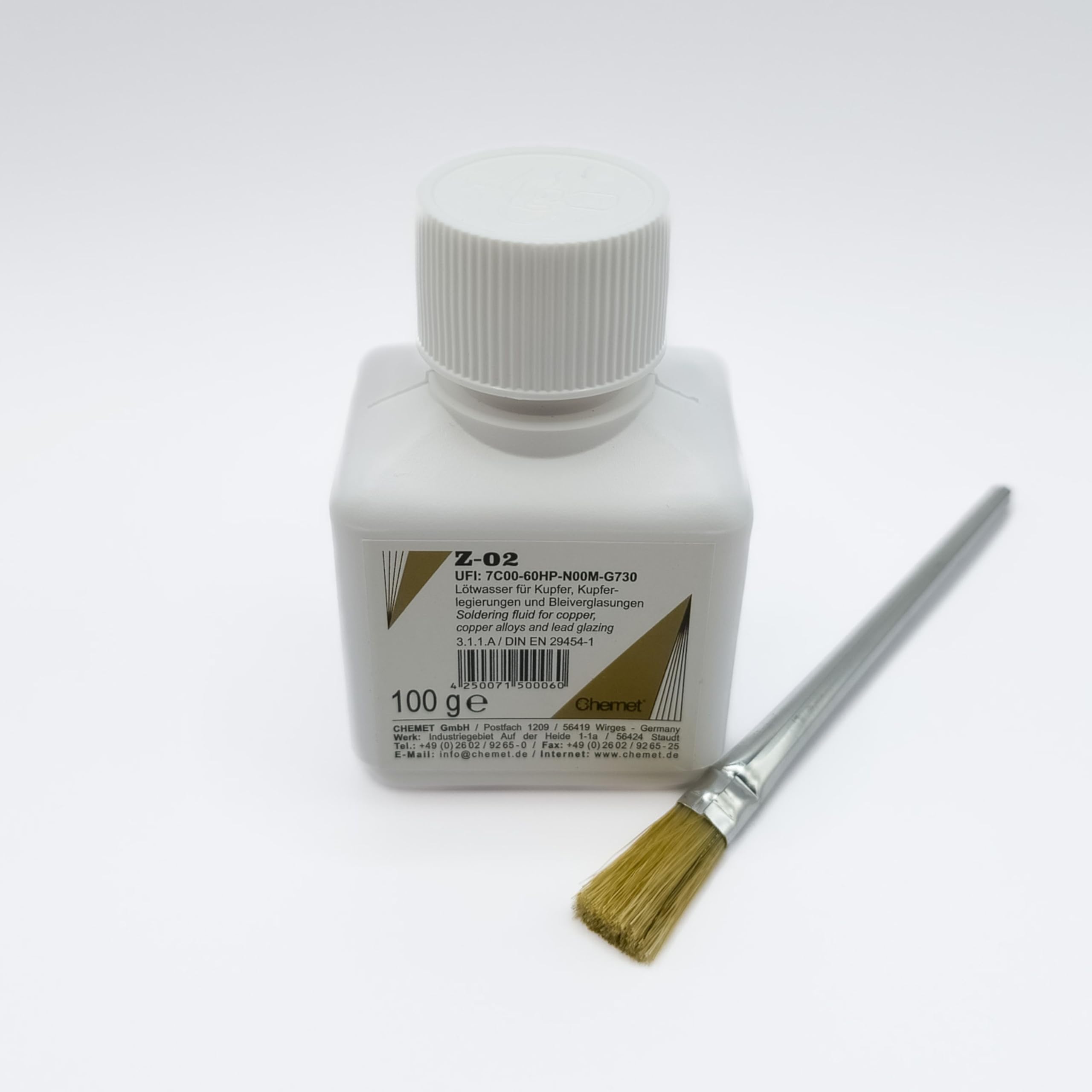 Eau à souder liquide pour souder l'étain sur les surfaces en cuivre avec étain assorti (100 g avec brosse gratuite)