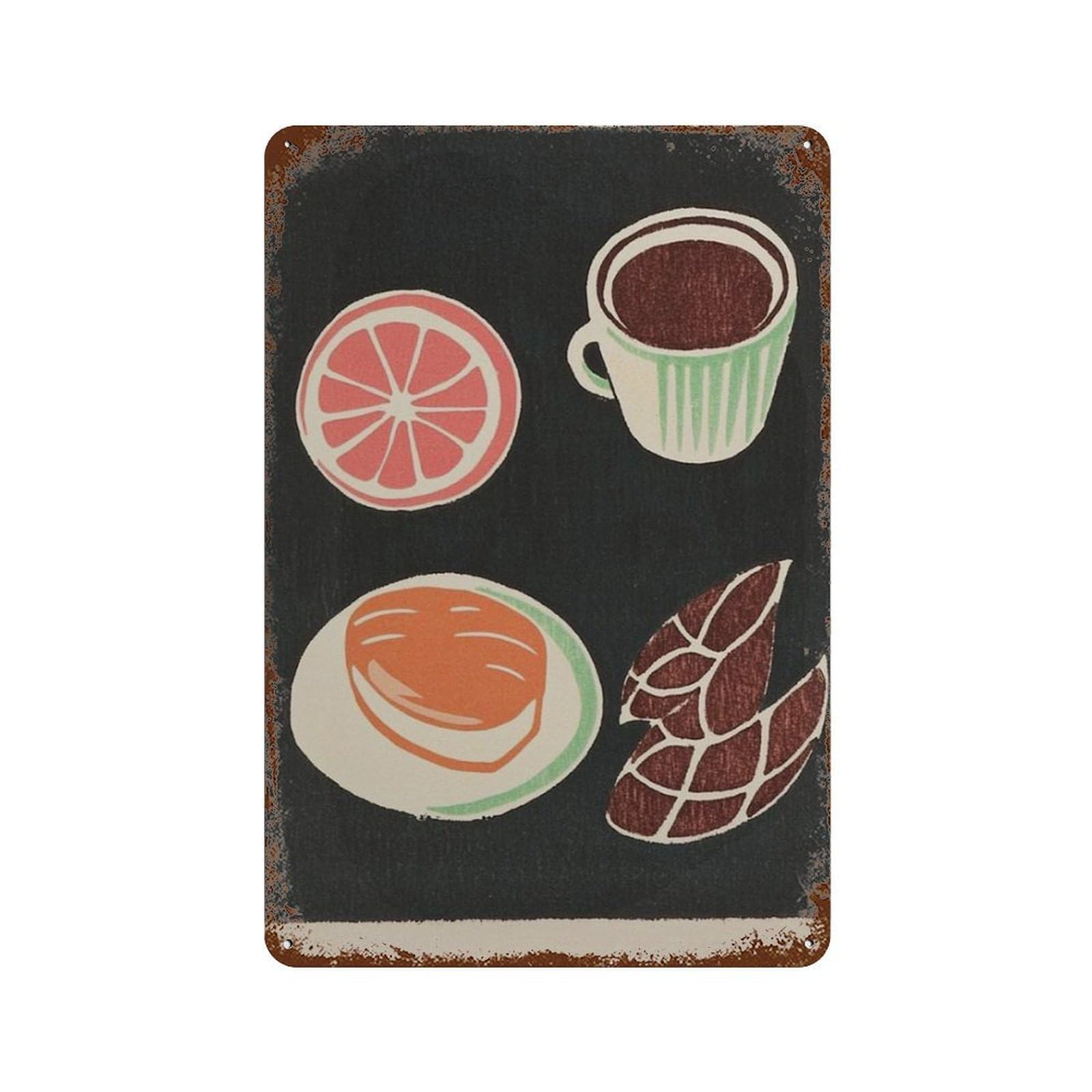 xiaoxiaoshen Coffee Kitchen Retro Food Breakfast Modern Cafe Wall Decor Art Metal Tin Poster Modern Home Decor Art Home Bar Shop Decorations Vintage Sign 30x20cm