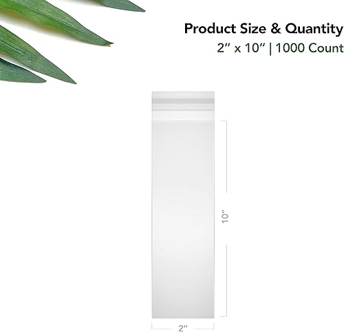 Miniatura 2 de Seal Fresh Bolsas de celofán  2 x 10 pulgadas (1000 unidades)  Bolsa de celofán autosellable de plástico transparente  Bolsas de celofán para