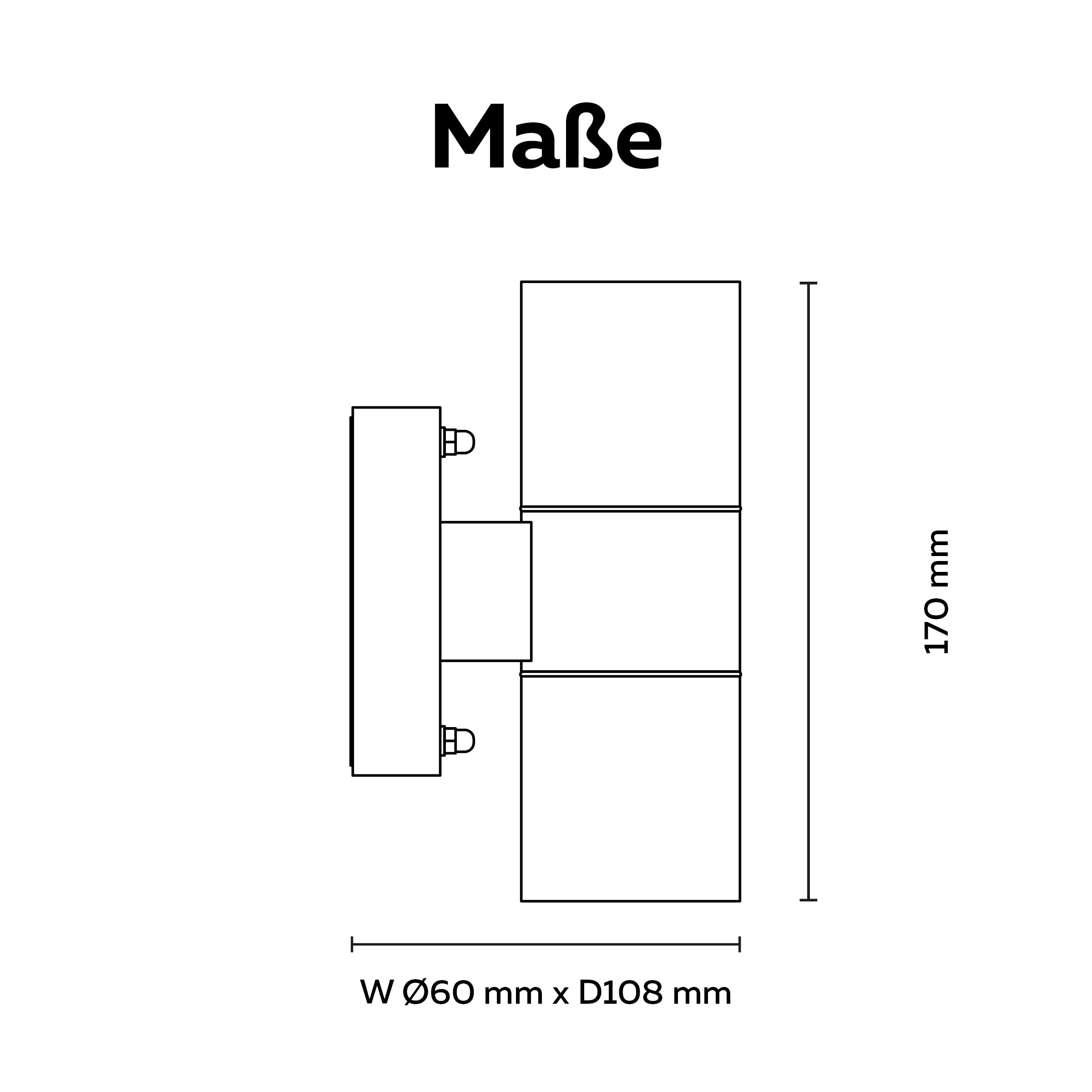 CALEX Turin Wandleuchte, für Außen & Innen, 2x GU10 Fassung, Zylinderform, Up & Downlight, wasserdicht, ohne Leuchtmittel, Anthrazit, 4er Pack