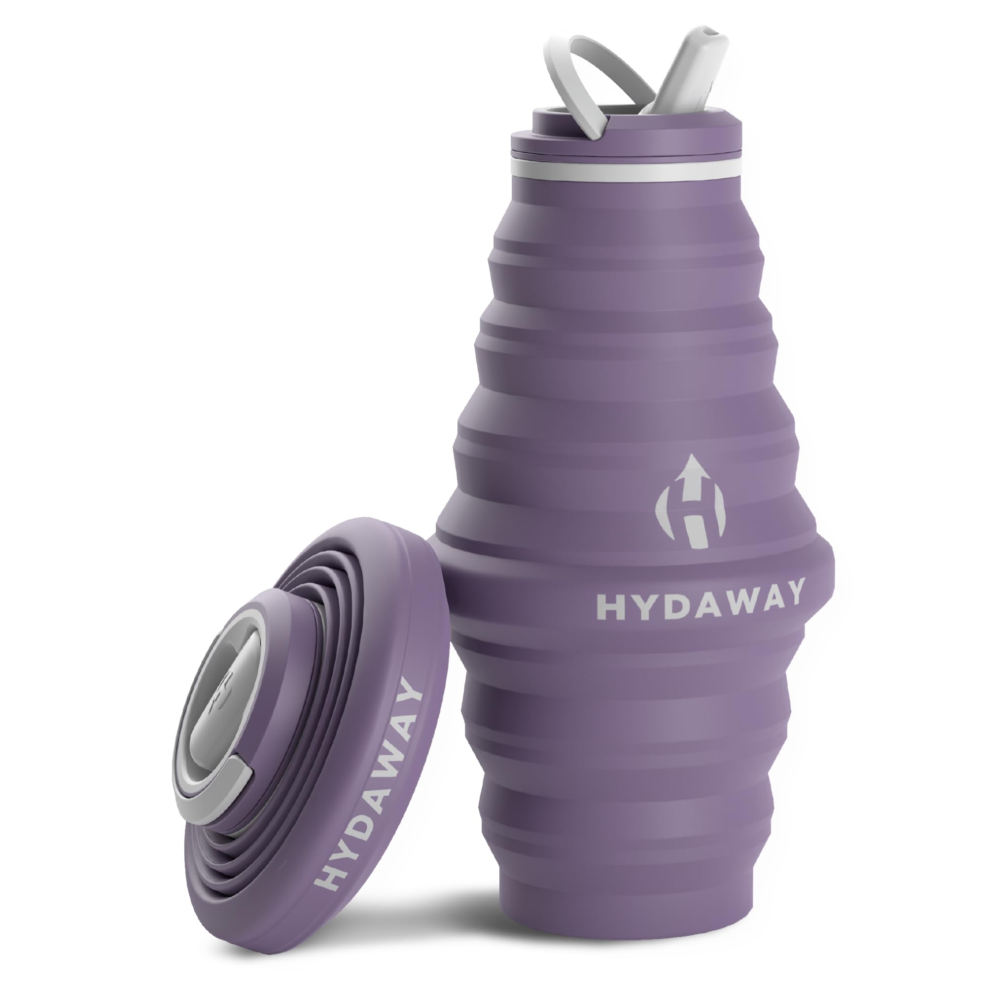 HYDAWAY Borraccia pieghevole – Borraccia riutilizzabile da 750 ml, con coperchio ribaltabile, per viaggi, escursionismo, zaino in spalla, portatile e a prova di perdite, in silicone alimentare, senza