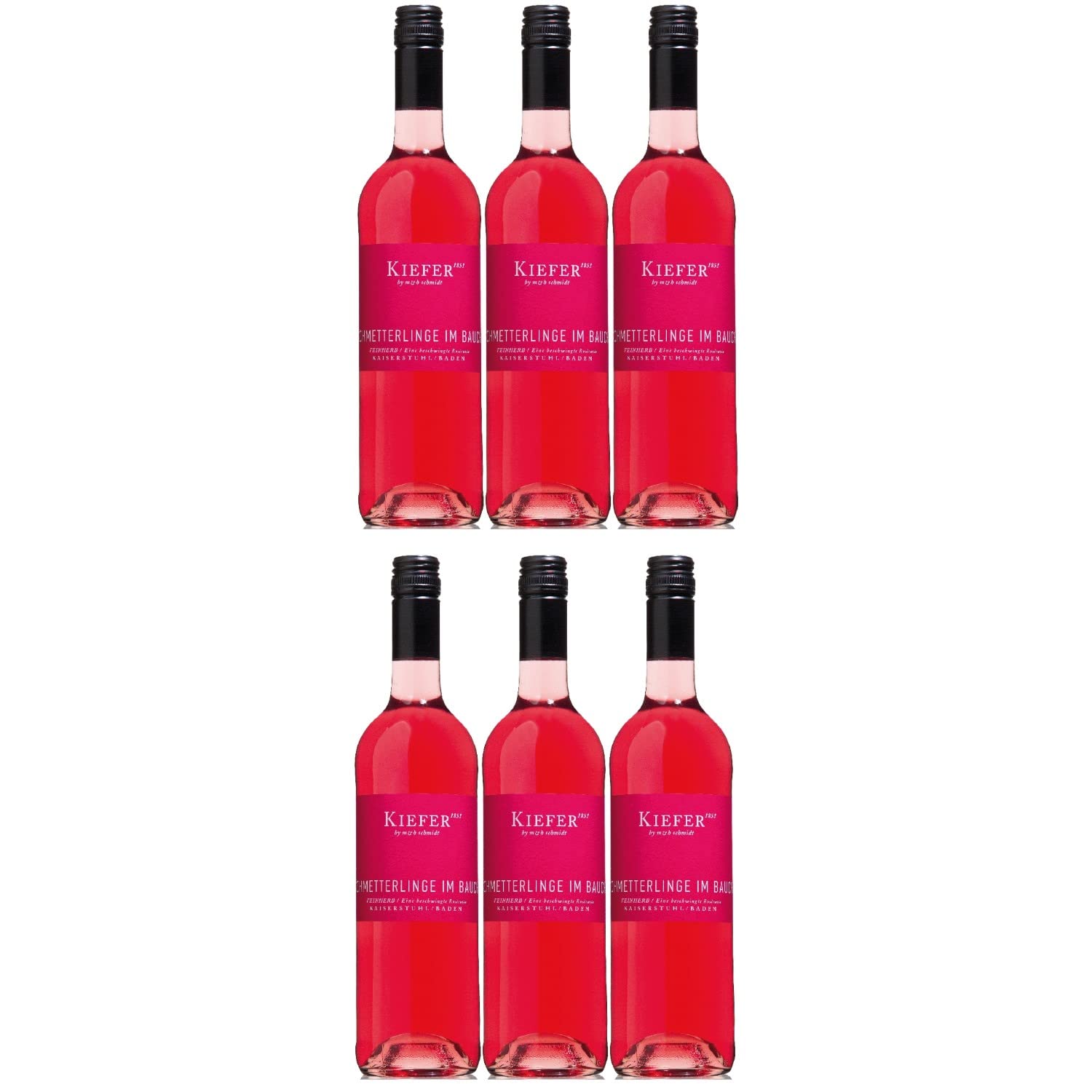 Weingut Kiefer Schmetterlinge im Bauch QbA Roséwein Wein Cuvée Feinherb Deutschland Inkl. FeinWert E-Book (6 x 0,75l)