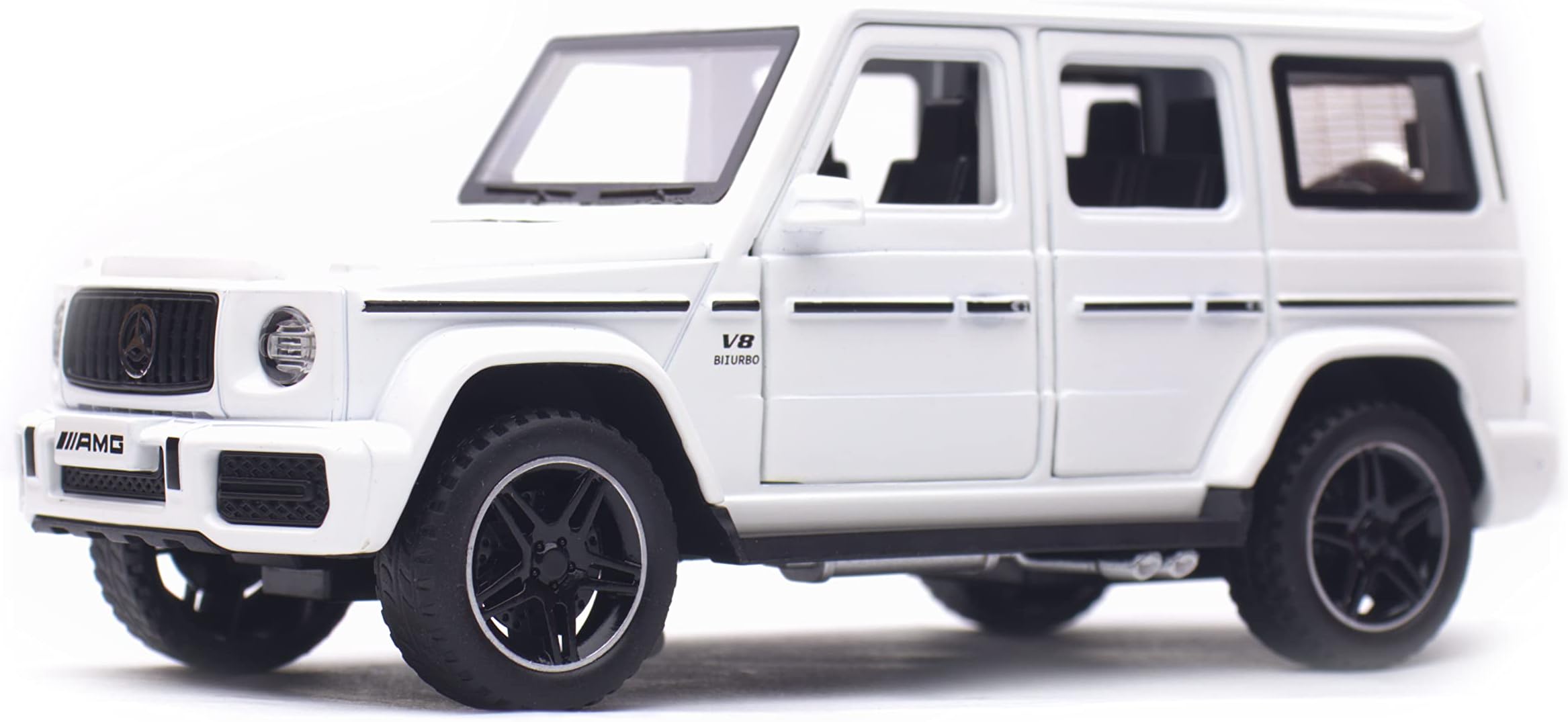 MERCEDES G63 AMG Diecast Car model Mercedes Benz Amg G63 Die cast Car For Kids adults girls boys with sound and light, pull back, White