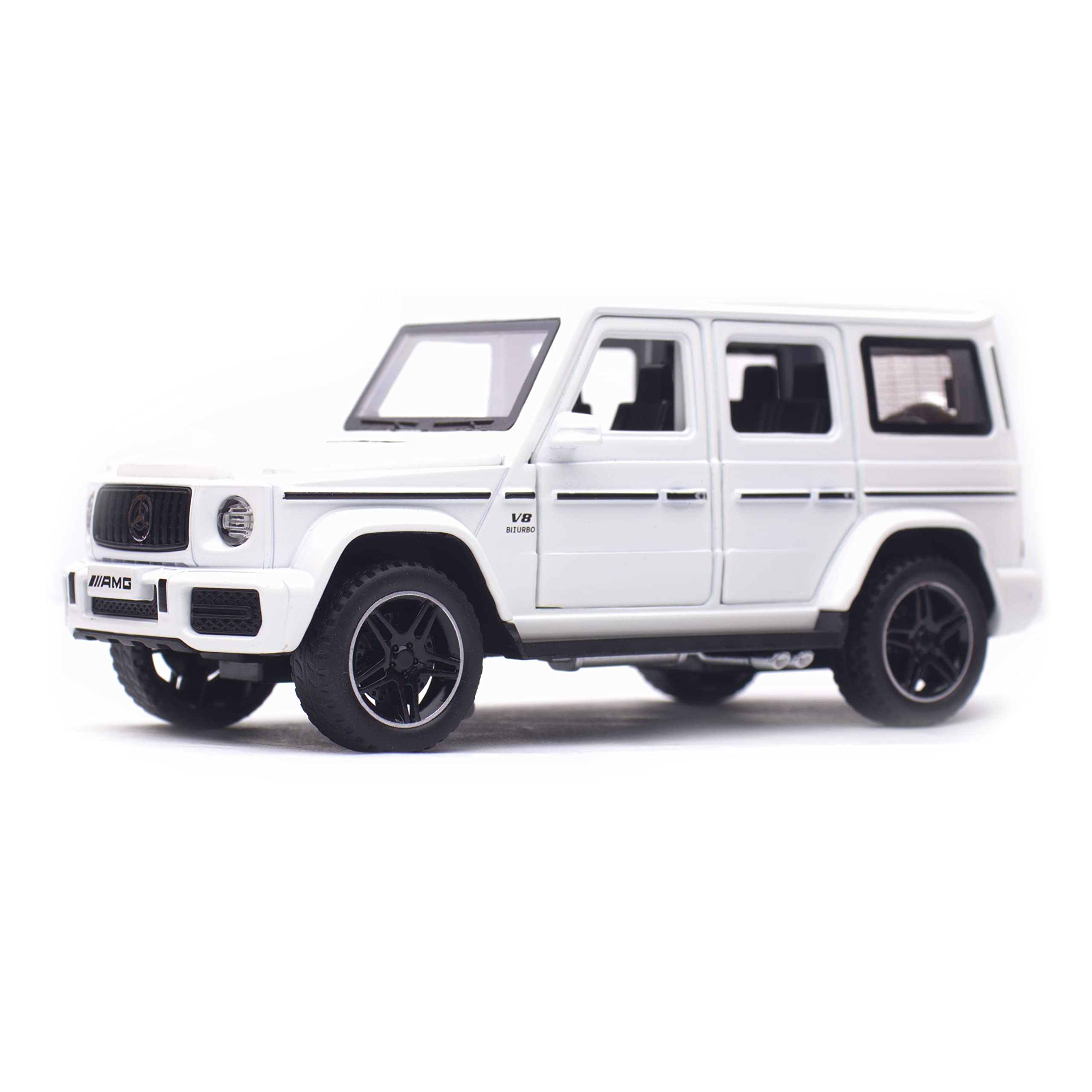 MERCEDES G63 AMG Diecast Car model Mercedes Benz Amg G63 Die cast Car For Kids adults girls boys with sound and light, pull back, White
