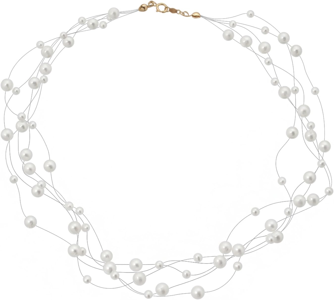 Genuine Round Freshwater Cultured Pearl Multi Strand Necklace 17"